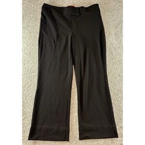 Zoey & Beth Plus Woman's Size 2X Wide Leg Black Dress Pants Stretch Ribbed